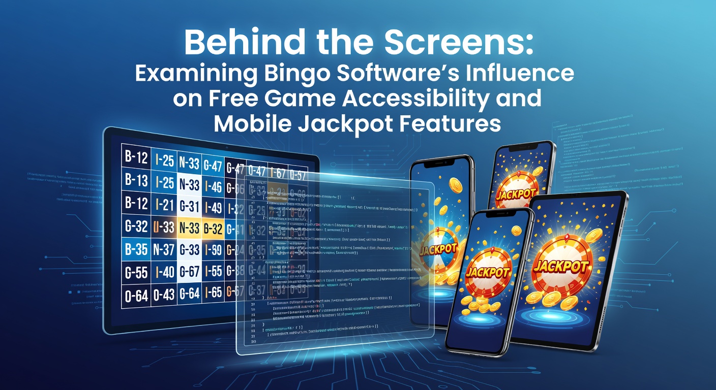 Bingo software interface showing mobile accessibility and jackpot mechanics on various devices