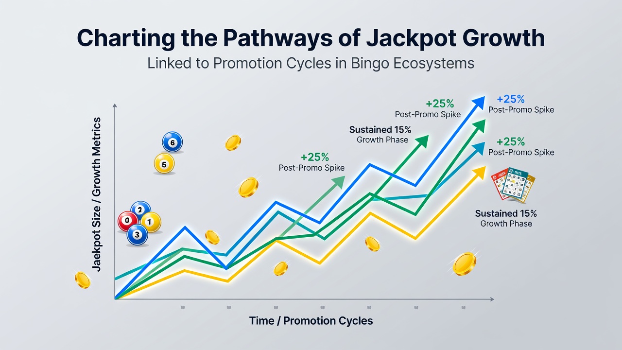 Bingo jackpot growth visualization showing promotion cycles and ecosystem pathways