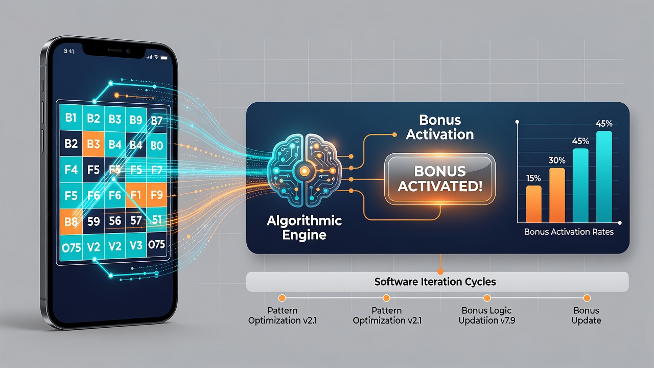 Data visualization charts illustrating algorithmic influence on bingo bonus activation rates across different handheld device sessions