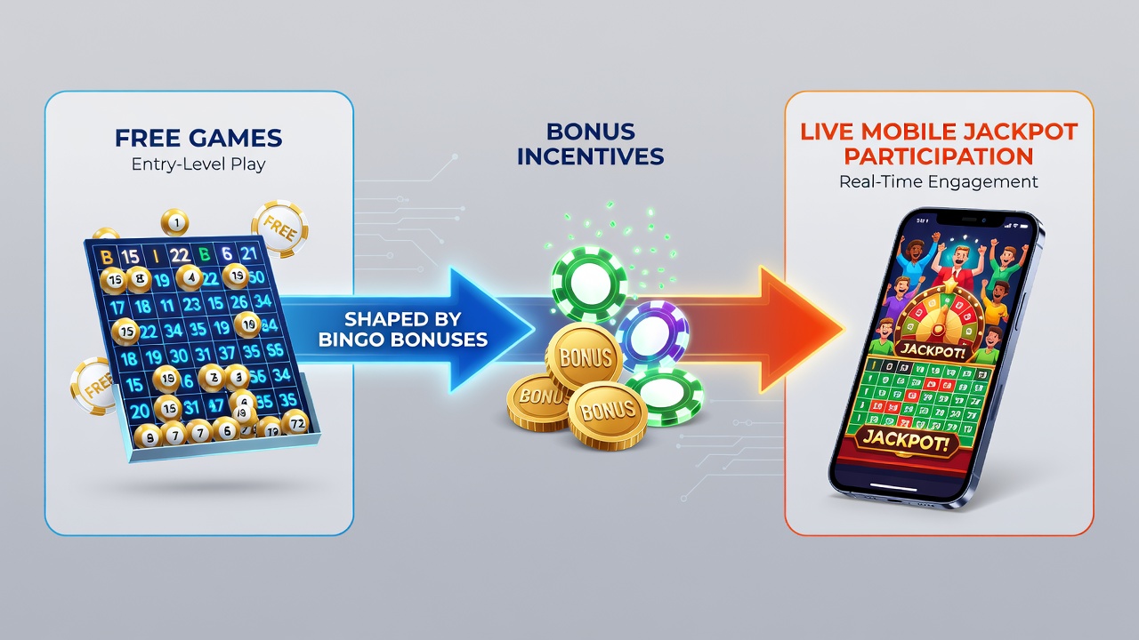 Mobile screen showing bingo bonus progression toward live jackpot participation