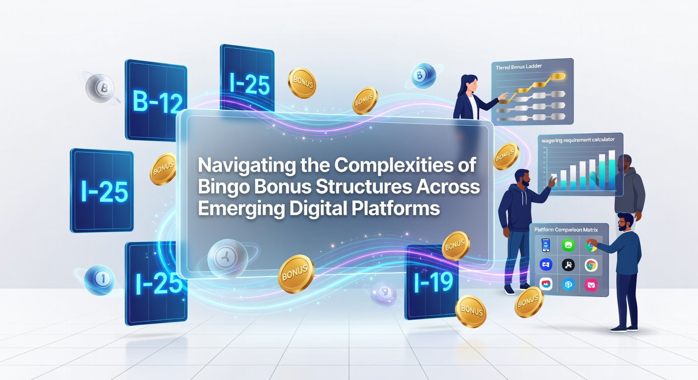 Digital bingo players reviewing bonus terms on multiple emerging platforms including mobile and virtual interfaces
