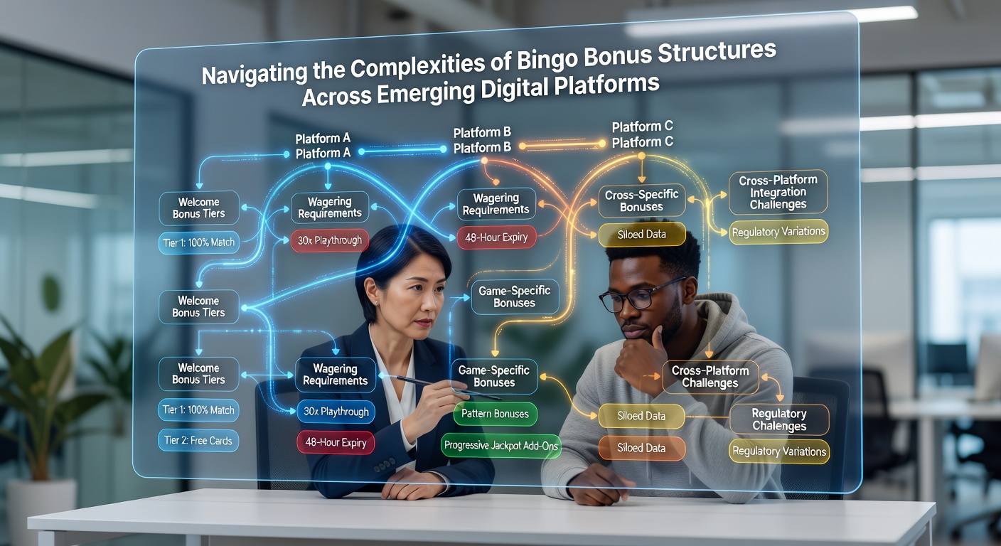 Virtual reality bingo interface displaying layered bonus structures and progress tracking on an emerging digital platform