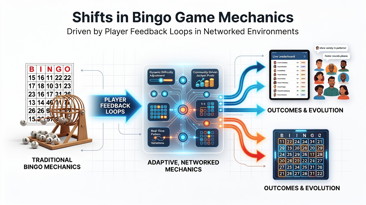 Networked bingo interface showing real-time player adjustments and feedback integration in online sessions