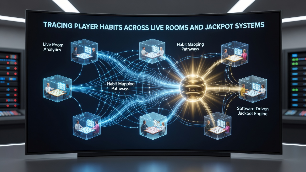 Analytics dashboard showing player movement patterns between live bingo rooms and jackpot progressions